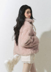 여성용 블라썸 밀크 시리즈 해마털 재킷